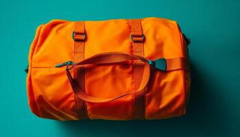 Traveler backpack, perfect for summer adventures in nature green environment generated by AI photo