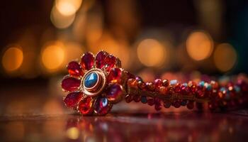 brillante oro joyas, un soltero collar, un símbolo de elegancia generado por ai foto
