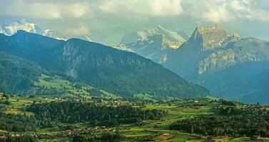 Lake Thun Travel Destination Area In Switzerland. photo