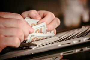 Money Counting on Desk photo