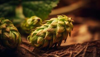 Fresh organic artichoke, ripe fruit, and healthy vegetable on table generated by AI photo