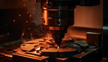 Precision metal cutting with automated CNC machinery in industrial workshop generated by AI photo