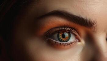 Beautiful young woman staring sensually at camera with stunning eyes generated by AI photo