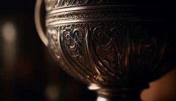 Shiny glass vase with ornate decoration, a Catholic souvenir generated by AI photo