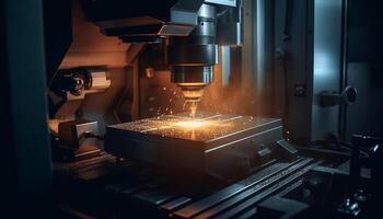 Precision metalwork using CNC machines and laser technology for accuracy generated by AI photo