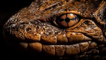 Animal skin pattern on reptile head, focus on foreground generated by AI photo