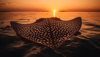 tranquilo marina a crepúsculo submarino belleza en naturaleza reflexión generado por ai foto