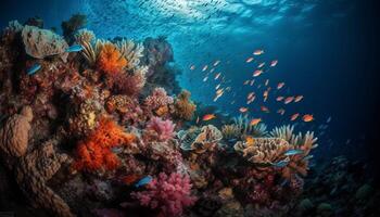 multi de colores mar vida en idílico submarino caribe paisaje generado por ai foto