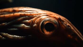 agudo ojos pulpo en profundo azul submarino belleza, retrato generado por ai foto