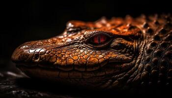 amarillo caimán piel patrón, venenoso víbora en tropical clima generado por ai foto