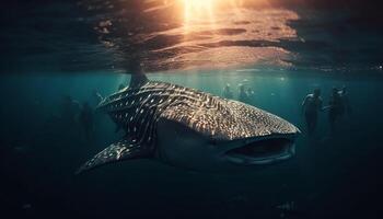 Swimming with majestic sea life in tropical underwater paradise generated by AI photo
