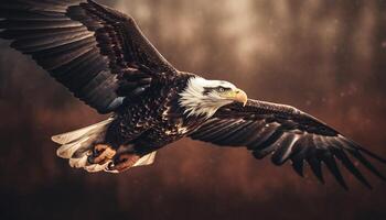 majestuoso pájaro de presa se extiende alas en medio aire movimiento generado por ai foto