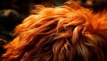 mullido perrito naranja nariz en vibrante césped, belleza en naturaleza generado por ai foto