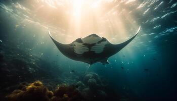 profundo mar buceo revela majestuoso submarino belleza de tropical mar vida generado por ai foto