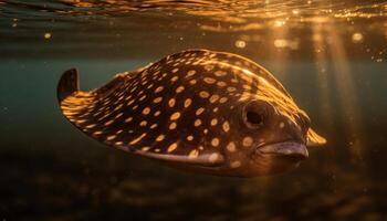 Multi colored sea life swims below the coral reef in the Red Sea generated by AI photo