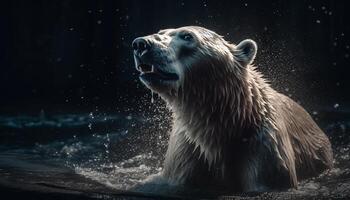majestuoso ártico mamífero nadando en azul agua, mirando a cámara generado por ai foto