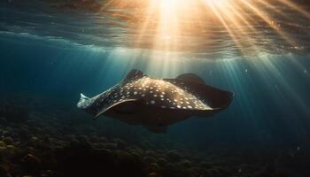 profundo mar buceo revela majestuoso mar vida en tropical arrecife generado por ai foto