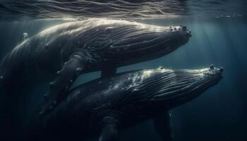 Underwater adventure Majestic sea life in tranquil blue nature generated by AI photo