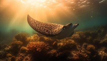 Multi colored sea life in natural beauty at the bottom of reef generated by AI photo