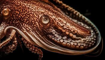 Poisonous viper teeth focus on foreground in underwater close up generated by AI photo