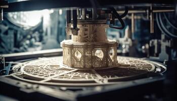 Metal industry workshop precision cutting with automated CNC machinery generated by AI photo