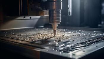 Metal industry uses automated machinery for accurate metalwork and manufacturing generated by AI photo
