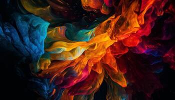 Vibrant colors explode in abstract fractal chaos of painted imagination generated by AI photo