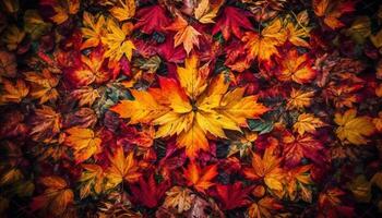 Vibrant autumn foliage decorates forest backdrop with multi colored leaves generated by AI photo