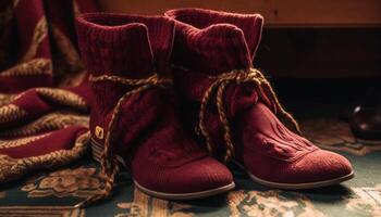 Comfortable woolen boots for winter, perfect for elegant fashion statements generated by AI photo