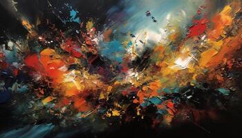 Vibrant colors painted image with abstract pattern and messy brush strokes generated by AI photo