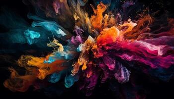 Abstract multi colored paint creates chaotic, vibrant backdrop of exploding fantasy generated by AI photo