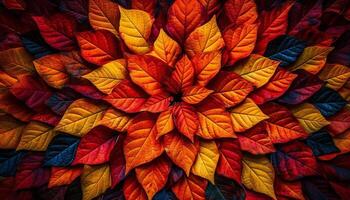 Vibrant autumn foliage creates organic beauty in nature backdrop generated by AI photo