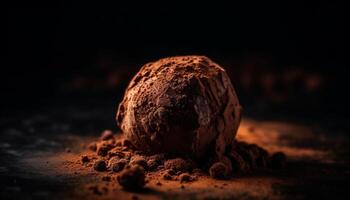 Gourmet chocolate dessert on wooden table with organic ingredients generated by AI photo