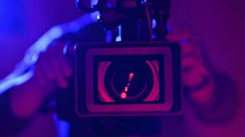 Documentary Film Stage in Pinky Blue Illumination. video