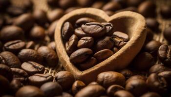 Freshly brewed coffee, rich in caffeine, a love for gourmet generative AI photo