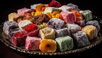 Turkish delight, baklava, and fruit a sweet variation photo