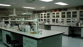 moderno laboratorio equipo para científico investigación en cuidado de la salud y medicina generativo ai foto