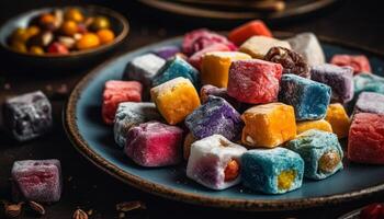 Indulgent Turkish dessert arrangement, a sweet, colorful abundance of indulgence photo
