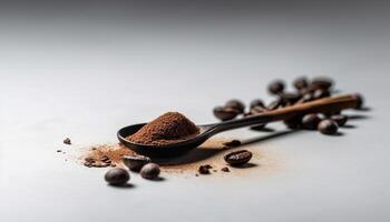 Organic coffee bean heap, fresh scent, culinary seasoning, gourmet drink photo