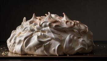 hecho en casa gastrónomo magdalenas con azotado crema y chocolate decoración generativo ai foto