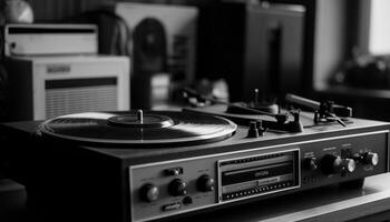 antique vinyl player with monochrome color photo