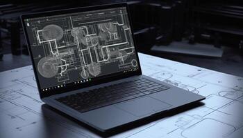 Modern architecture plan computer generated blueprint for a housing project photo