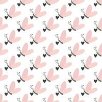 Simple pink butterflies. Seamless pattern with cartoon elements. vector