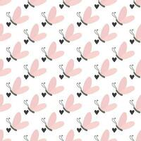 Simple pink butterflies. Seamless pattern with cartoon elements. vector