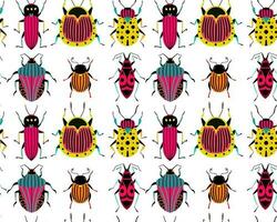 Lots of different bugs. Seamless pattern with cartoon element vector