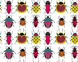 Lots of different bugs. Seamless pattern with cartoon element vector