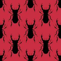 Big black monster beetles. Seamless pattern with cartoon elements. vector