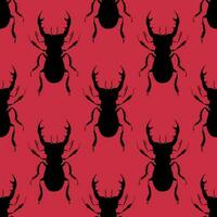 Big black monster beetles. Seamless pattern with cartoon elements. vector