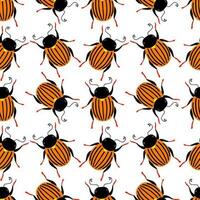 Colorado beetles. Seamless pattern with cartoon elements. vector