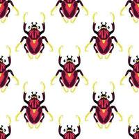 Fancy big beetles. Seamless pattern with cartoon elements. vector